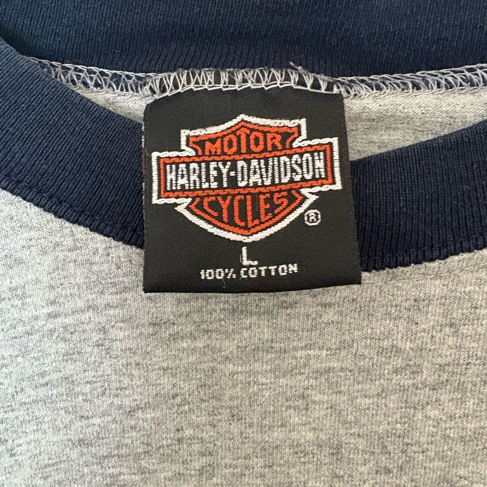 Harley-Davidson Gray and Navy Long Sleeve Tee - Picture 3 of 4